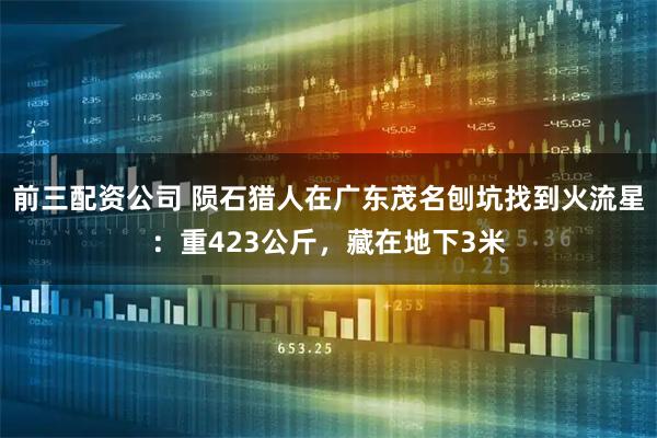 前三配资公司 陨石猎人在广东茂名刨坑找到火流星：重423公斤，藏在地下3米